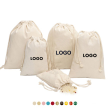 Personalized Eco Friendly Blank Canvas Drawstring Pouch Cotton Drawstring Bags For Shopping Grocery